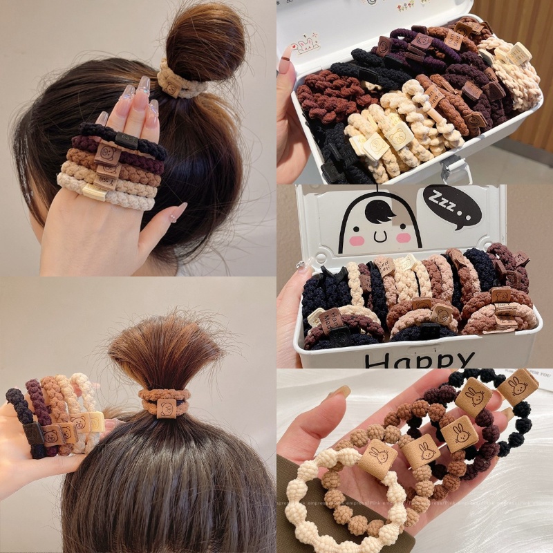 ยางรัดผม รูปกระต่ายน้อย ทนทาน เครื่องประดับ สําหรับผู้หญิง 2024 5 10 ชิ้น