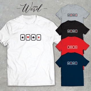 Little Word เสื้อยืดคอกลมแขนสั้นพิมพ์ลาย Card สไตล์มินิมอล ทรงUnisex