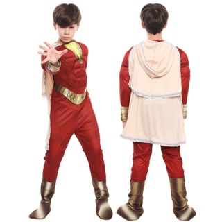 ชุดบอดี้สูทคอสเพลย์ซูเปอร์ฮีโร่ Zentai Billy Batson เหมาะกับของขวัญวันฮาโลวีน สําหรับเด็กผู้ชาย