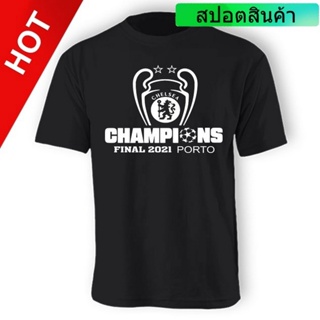 เสื้อไม่ต้องรีด เสื้อยืด ผ้าฝ้าย พิมพ์ลาย Chelsea UCL Champions สไตล์คลาสสิก สําหรับผู้ชาย 19488