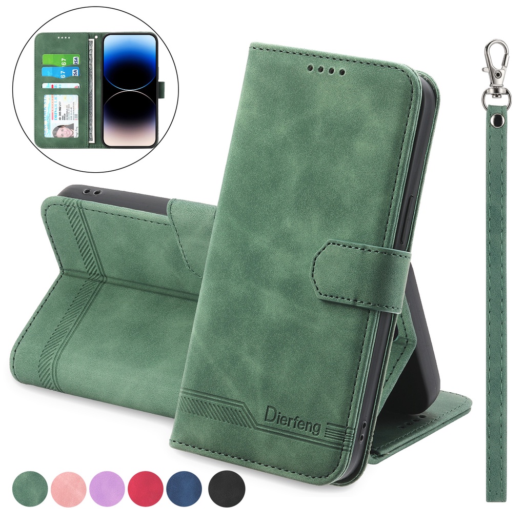 เคส Case for Phone 11 Pro Max 12 mini ไอโฟน 6 6s 7 8 Plus SE 2020 2022 SE2 SE3 X XR XS เคสโทรศัพท์หนัง ซิลิโคนนิ่ม TPU ฝาพับ พร้อมช่องใส่บัตร และสายคล้องมือ และขาตั้ง สําหรับ Leather Case Flip Cover Wallet Hand Strap Lanyard ฝาพับหนัง เคสฝาพับ