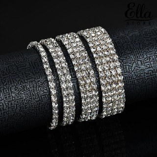 Ellastore123 สร้อยข้อมือ ประดับพลอยเทียม แบบยืดหยุ่น หลายแถว สําหรับเจ้าสาว