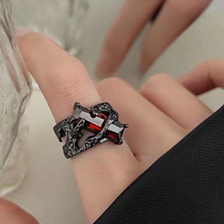 Classic Personality Retro Ruby Ring Female Minority Design Index Finger Ring Advanced Feeling Ring