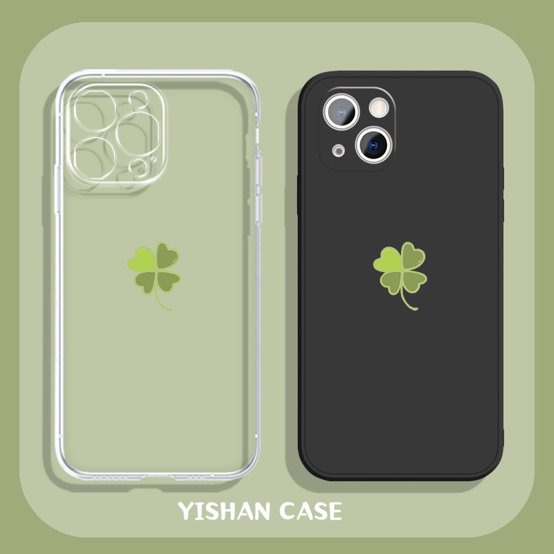 เคสโทรศัพท์ซิลิโคน แบบนิ่ม ลายใบโคลเวอร์ สําหรับ IPhone 6 6S 11 7 8 Se 2020 X XR XS Plus 12 13 14 PRO mini MAX