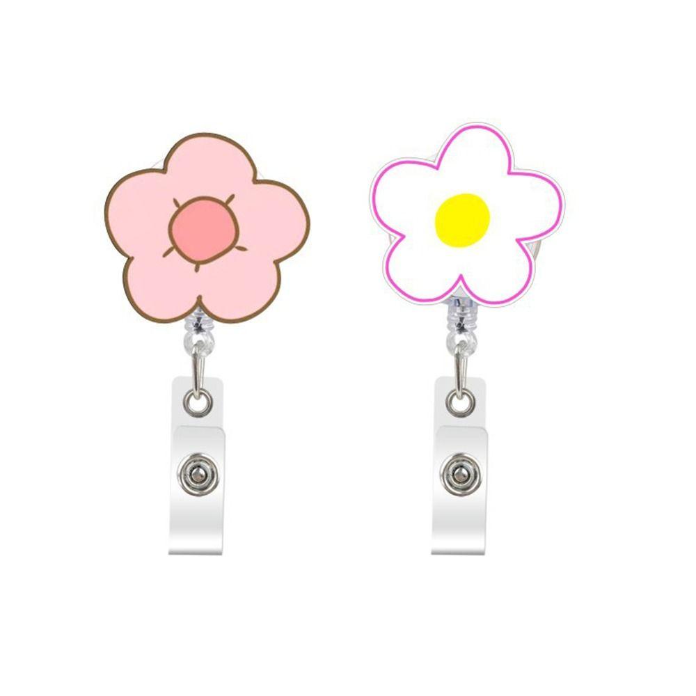 JENNIFERDZ คลิปหนีบบัตรประจําตัว บัตรพยาบาล บัตรเครดิต รูปดอกไม้น่ารัก ยืดหดได้ สําหรับหมอ พยาบาล สํานักงาน