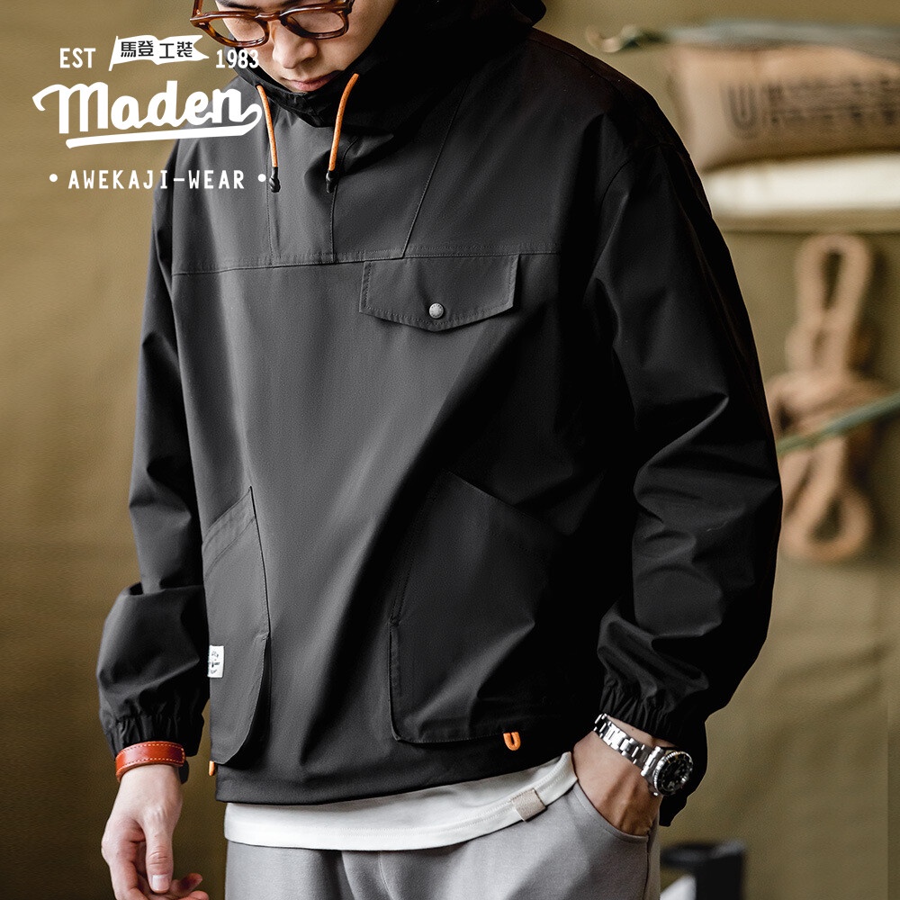 Retro เสื้อผ้าทํางานสไตล์ผู้ชายเยาวชนแฟชั่น talent mountain กลางแจ้งหลายกระเป๋า hooded jumpsuit windproof pullover functional สไตล์เสื้อแจ็คเก็ตผู้ชาย — صورة 2