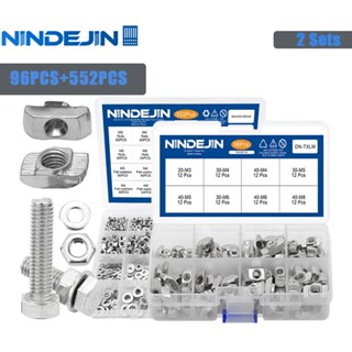 Nindejin ชุดน็อตหกเหลี่ยม สเตนเลส M3 M4 M5 M6 M3 M4 M5 M6 M8 ชุบนิกเกิล สําหรับจักรยาน 552 ชิ้น