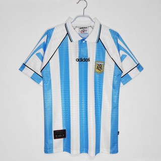 เสื้อกีฬาแขนสั้น ลายทีมชาติฟุตบอล Argentina 1996 97 AAA แห้งเร็ว สไตล์เรโทร สําหรับผู้ชาย ไซซ์ S-XXL