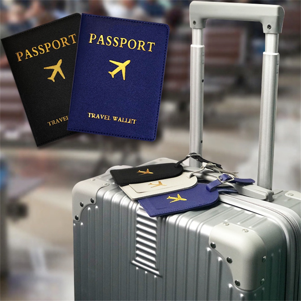กระเป๋าหนังใส่พาสปอร์ต Passport สมุดใส่พาสปอร์ตหนังสือเดินทาง ปกพาสปอร์ต / ป้ายห้อยกระเป๋า ป้ายแขวนกระเป๋าเดินทาง 2ชิ้น