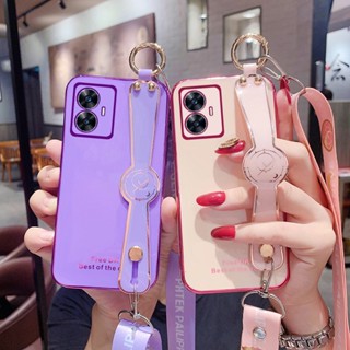 เคสโทรศัพท์มือถือ กันกระแทก พร้อมสายคล้องข้อมือ หรูหรา สําหรับ Realme C55