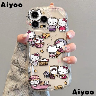 ✅เคสป้องกันโทรศัพท์มือถือใส แบบนิ่ม ลายคิตตี้ กันกระแทก สําหรับ Apple Iphone 13 8p xs12 promax 14 11 7xr 6PVI