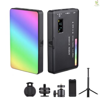 Andoer W140 RGB LED Video Light Kit Pocket Video Conference Lighting CRI95+ 2500K-9000K Dimmable 20 Lighting Effects with Desktop Tripod Ballhead Phone Holder Computer Clip Cold Shoe Adapter for Mobile Vlog Live Streamin