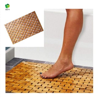 Teak Wood Bath Mat Feet Shower Floor Natural Bamboo Non Slip Large 50x70cm