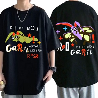 4kj5 【พร้อมส่ง】เสื้อยืด พิมพ์ลายกราฟฟิค Rapper Playboi Carti อัลบั้มเพลง สีแดง สไตล์ฮิปฮอป สําหรับผู้ชาย#39; s เสื้อยืด