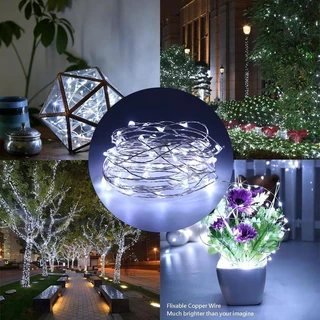 สายไฟหิ่งห้อย LED ลวดทองแดง ใช้แบตเตอรี่ ขนาด 1 ม. 2 ม. 5/10 ม. สําหรับตกแต่งปาร์ตี้คริสต์มาส งานแต่งงาน