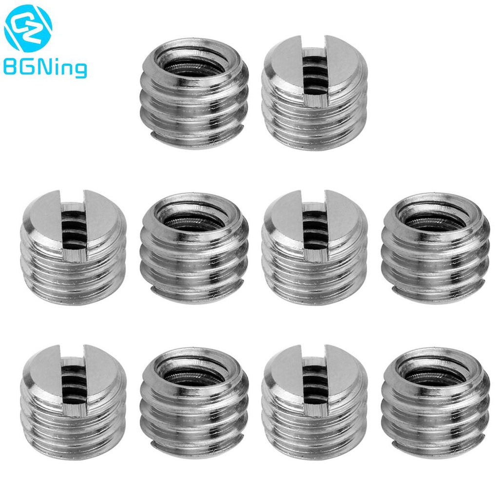 Bgning อะแดปเตอร์สกรูน็อต ตัวผู้ เป็นตัวผู้ ตัวเมีย SLR B/E 1/4-1/4 1/4-3/8 นิ้ว 10 ชิ้น