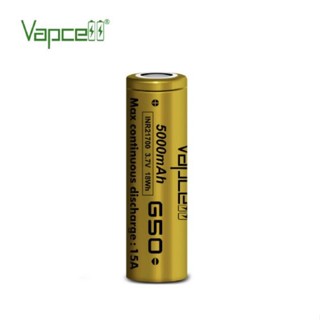 Vapcell G50 INR21700 5000mAh 3.7V แพค2ก้อน แถมกระเป๋าใส่ถ่าน ถ่าน