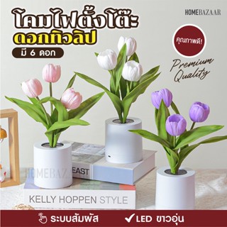 โคมไฟตั้งโต๊ะ รุ่น TULIP ดอกทิวลิป - โคมไฟตั้งโต๊ะ โคมไฟ LED โคมไฟมินิมอล ไฟตกแต่งห้อง แบบชาร์จ โคมไฟน่ารัก ดอกไม้