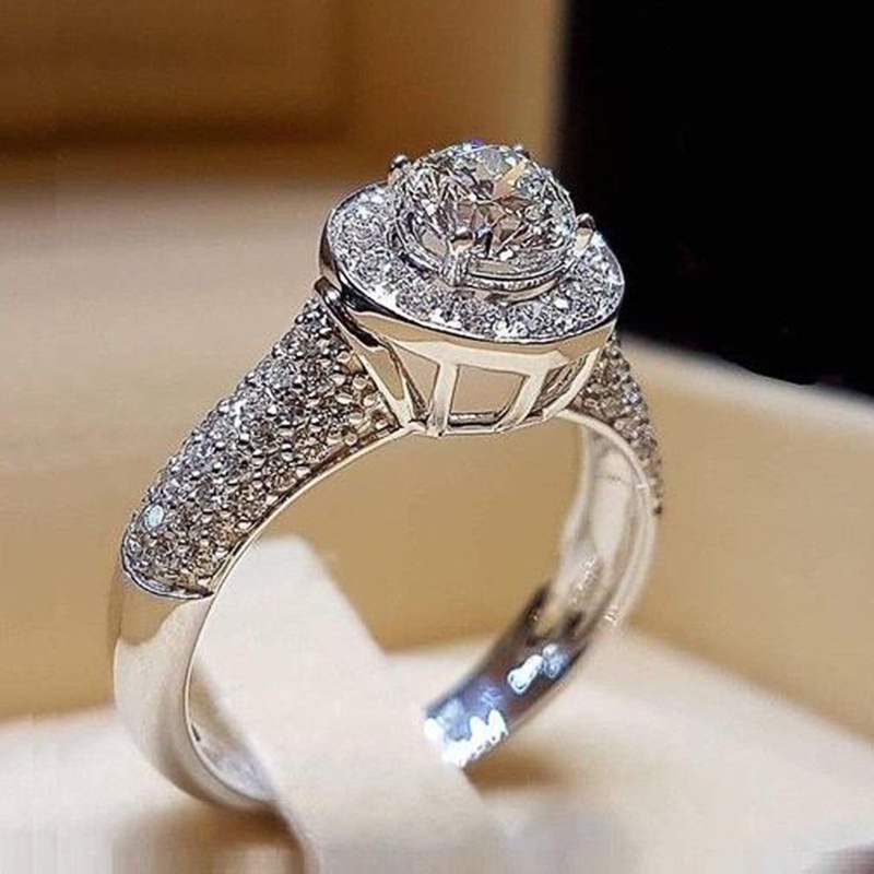 925 เงินสเตอร์ลิง Gorgeous Full Zirconia CZ แหวนผู้หญิงสีเงิน Brilliant แหวนแต่งงานหมั้นเครื่องประดับแฟชั่นมาใหม่