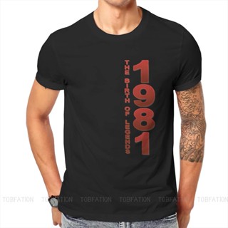 เสื้อยืดผ้าฝ้าย แขนสั้น คอกลม พิมพ์ลาย Legend Born in 1981 สไตล์ฮาราจูกุ ทรงหลวม แฟชั่นฤดูร้อน สําหรับผู้ชาย_03