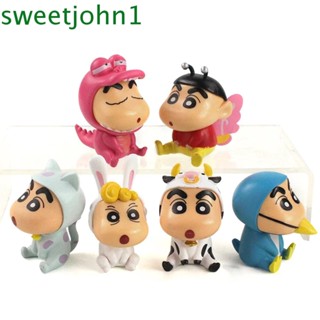 SHINCHAN Sweetjohn โมเดลฟิกเกอร์รูปกระต่าย 6 ชิ้น