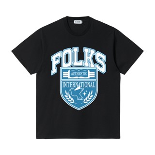 เสื้อยืดผ้าฝ้ายพิมพ์ลายLivefolk - University Black T-Shirt