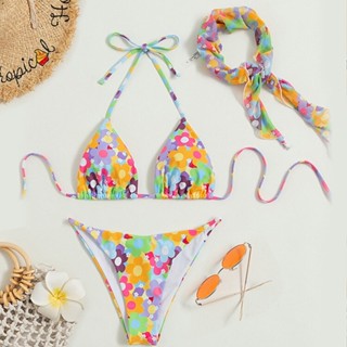 💕พร้อมส่งในไทย 🇹🇭  👙ชุดว่ายน้ำ bikini บิกินี่ ทูพีช สายฝอ