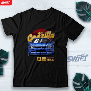 [S-5XL]เสื้อยืด ลาย Nissan Skyline R34 Gtr R-34 GT-R GODZILLA JDM BAJU DISTRO