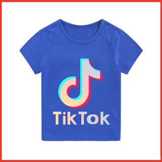 Tiktok เสื้อยืดลําลอง แขนสั้น แฟชั่นฤดูร้อน สําหรับเด็กผู้ชาย ผู้หญิง อายุ 3-15 ปี