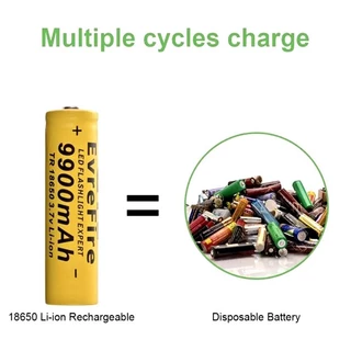 4pcs 18650 9900mAh GTL li-ion 3.7V ไฟฉายแบตเตอรี่แบตเตอรี่แบบชาร์จไฟได้ RC989