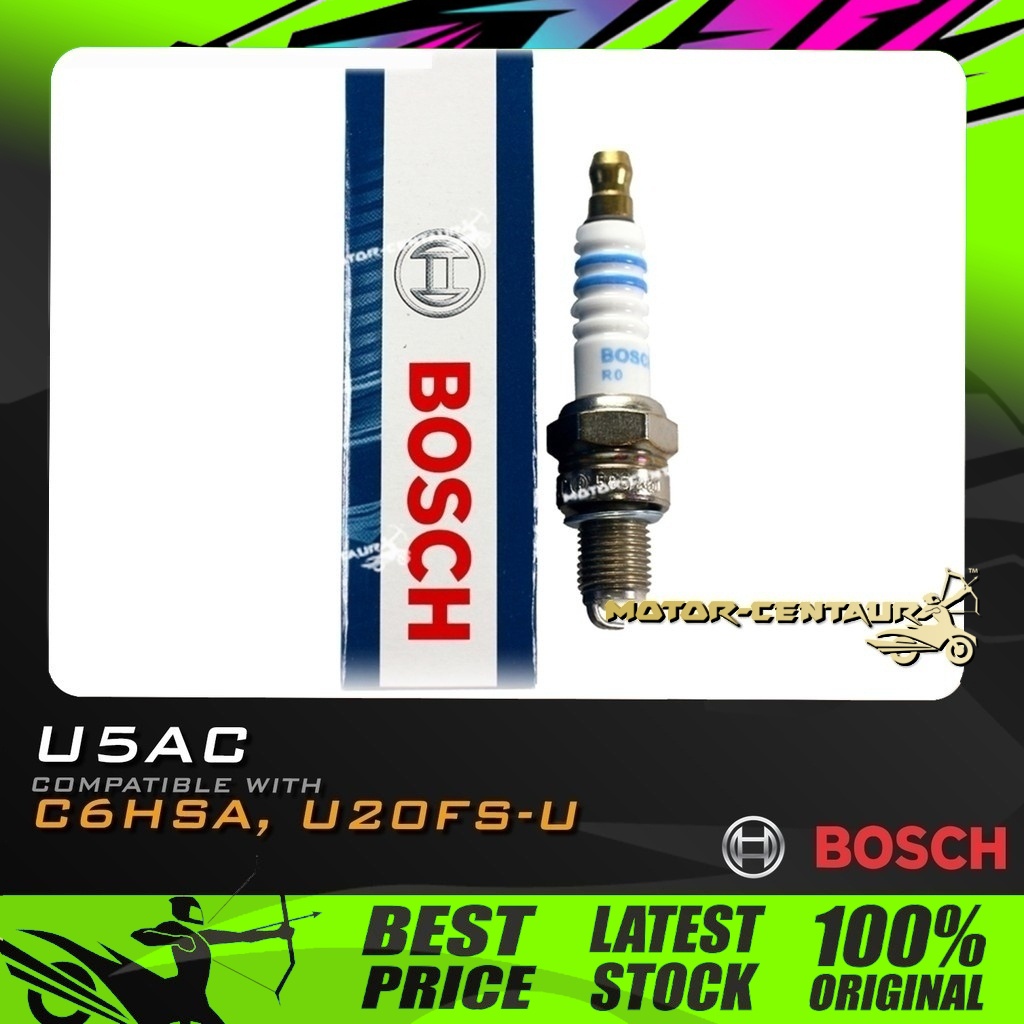 PALAM PENCUCUH BOSCH SPARK PLUG U5AC (U20FS-U, C6HSA) สําหรับ C70, C100, EX5, KRISS, LAGENDA SRL110 
