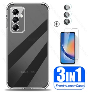 3In1 Clear Soft Cover For Samsung A34 5G Case &amp; Camera Lens Screen Protectors Tempered Glass For Samsung Galaxy A34 A 34 5G 2023