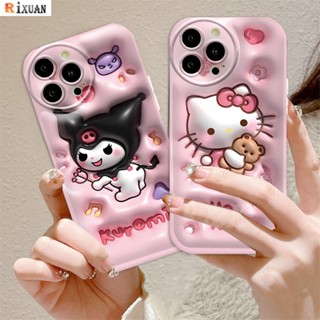 Rixuan เคสโทรศัพท์มือถือแบบนิ่ม ลายการ์ตูนคิตตี้ แมวคุโรมิ 3D สําหรับ OPPO A57 2022 A77S A17K A17 A16 A16K A15 A15S A5S A12 A7 A3S A12E A54 A92 A52 F1S A1K A53 A33 A31 A5 F9 A59 C1