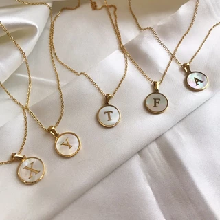 📌พร้อมส่งในไทย📌 เครื่องประดับ สร้อยตัวอักษรA-Z สร้อยคอคู่รัก วงกลม สร้อยสีทอง NF2