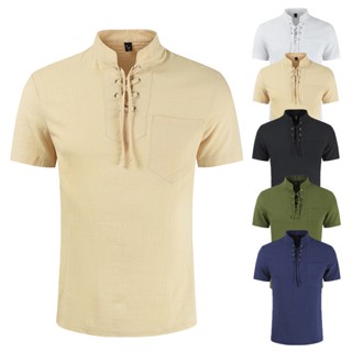เสื้อแขนสั้นลําลอง พร้อมเข็มขัด สําหรับผู้ชาย