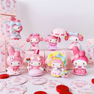 ตุ๊กตาฟิกเกอร์ Sanrio My Melody Tea Party Series น่ารัก สําหรับตกแต่งเค้ก 6 ชิ้น ต่อชุด