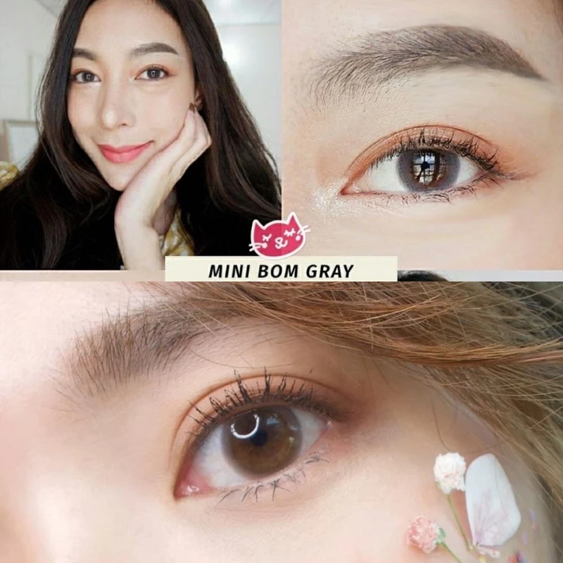 คอนแทคเลนส์❤️ขนาดมินิ รุ่น : Mini Bom (Kittykawaii) 💖 สี Gray/ Brown