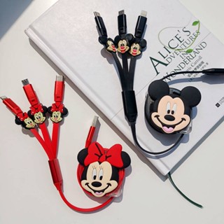 Cute Mickey Minnie Three-in-One Data Cable Charger Fast Charge Android Type Car Reno Universal KMFc