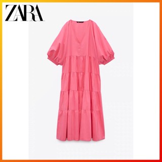 Zara ฤดูใบไม้ผลิใหม่ TRF ผู้หญิง 3 สี แผง Poplin เสื้อเชิ้ต