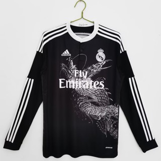 เสื้อกีฬาแขนยาว ลายทีมชาติฟุตบอล Real Madrid Two Guest 2014/15 ชุดเยือน สไตล์วินเทจ แห้งเร็ว ไซซ์ S-XXL สําหรับผู้ชาย