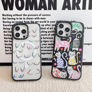 Casetify เคสโทรศัพท์มือถืออะคริลิค ลายแมวดาว ดูดซับแม่เหล็ก คุณภาพสูง สําหรับ iPhone 14 Pro max 13 13 Pro max 11 Pro max 14 14Pro 12 12Pro 12 Pro max 13Pro