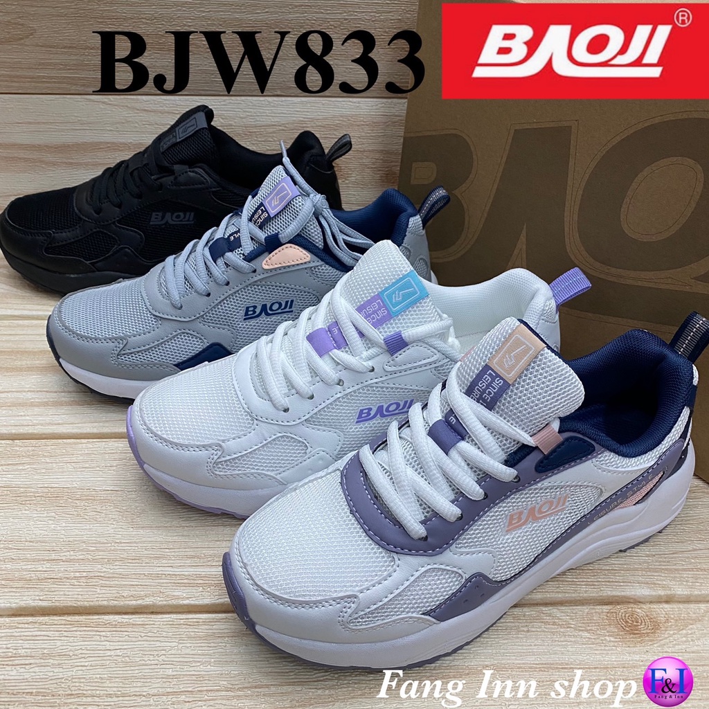 🔹ขายด่ว☀️Baoji BJW 833 รองเท้าผ้าใบ  (37-41) สีดำ/ขาว/ขาวม่วง/เทากรม ซป