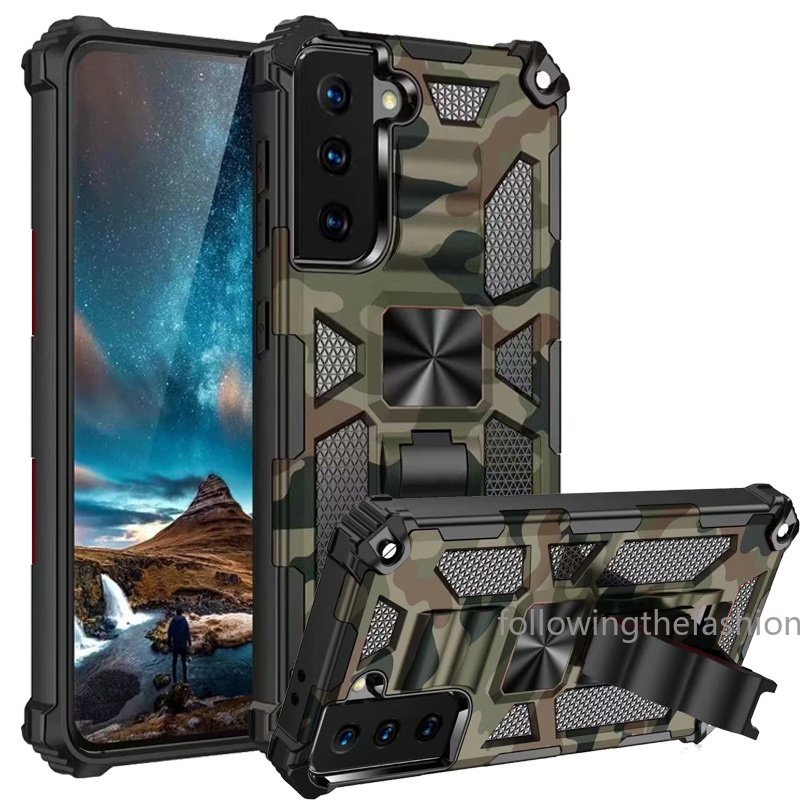 เคสโทรศัพท์มือถือ กันกระแทก ลายพรางทหาร พร้อมที่ตั้งวางแม่เหล็ก สําหรับ Samsung Galaxy S20 S21 S30 Plus S20 S21 S30 Ultra S20FE S21FE Galaxy Note 20 Ultra 4G 5G