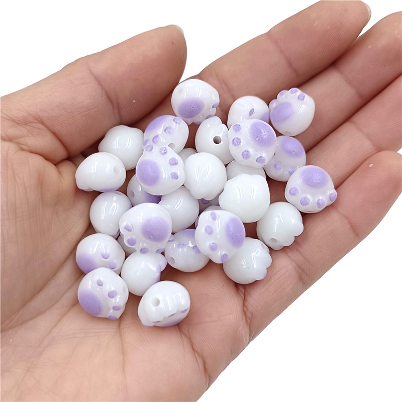 10 ชิ้น สร้างสรรค์ เลียนแบบ สีขาว หยก ถ่าน เผาไหม้ สามมิติ อุ้งเท้าแมว หลวม ลูกปัด แฟชั่น สร้อยข้อมือ ต่างหู วัสดุทําด้วยมือ - รูปที่ 4