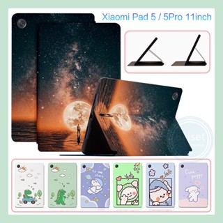 เคสหนัง PU ฝาพับ พร้อมช่องใส่บัตร และขาตั้ง สําหรับ Xiaomi Pad 5 Mi Pad 5 5Pro 11 นิ้ว 2021