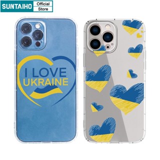 Suntaiho เคสโทรศัพท์มือถือแบบนิ่ม TPU ใส กันกระแทก ลายหัวใจ สองสี เรียบง่าย แฟชั่น สําหรับ iPhone 11 Pro Max 12 13 14 Pro XR XS Max 7 Plus 8 Plus