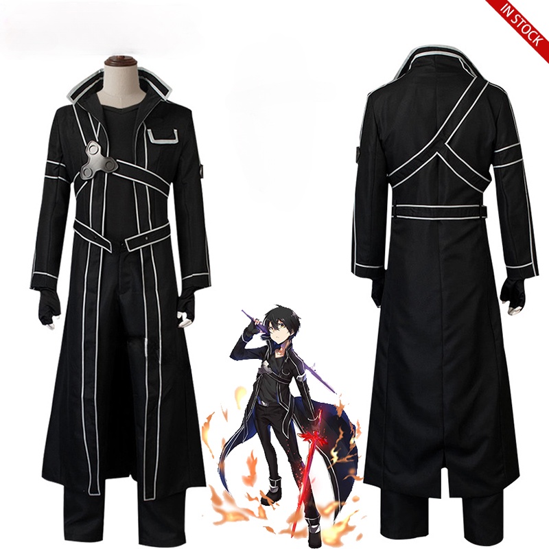 Kirigaya Kazuto วิกผมคอสเพลย์ SAO Kirito สีดํา Cosplay Costume Halloween Uniform Anime Comin For Men