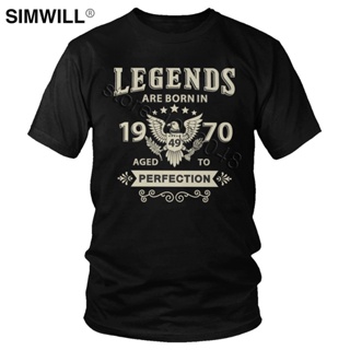 [S-5XL]เสื้อยืดแขนสั้น คอกลม พิมพ์ลาย Legends Are Born 1970 สไตล์วินเทจ เรียบง่าย สําหรับวันเกิด 50 ปี