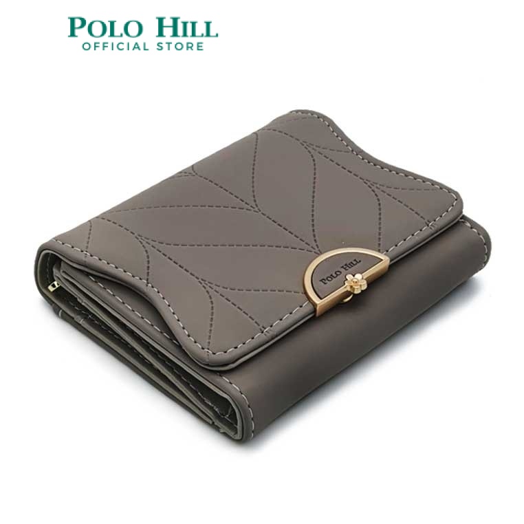 Polo HILL Ladies Leaf Inspired Stitching Tri-Fold Wallet PW120