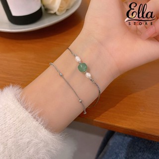 Ellastore123 สร้อยข้อมือกําไลข้อมือ สองชั้น สไตล์จีนย้อนยุค เครื่องประดับ สําหรับผู้หญิง